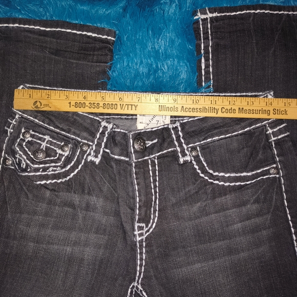 L.A. Idol Black Bootcut Jeans with Thick White Stitching - Picture 6 of 11